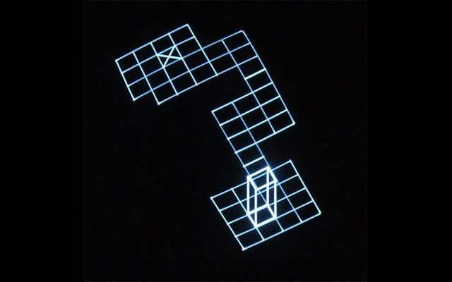 Bloxorz level on a Vectrex screen